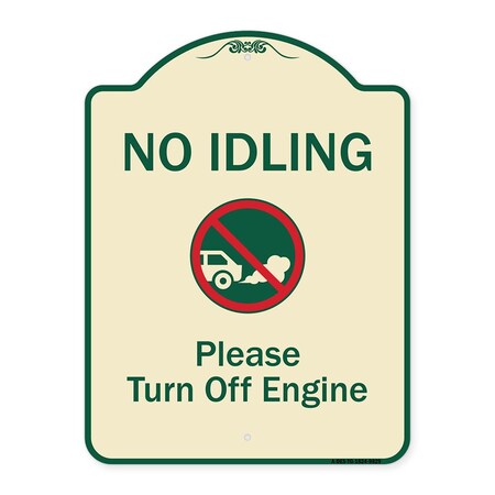 Signmission Designer Series-No Idling Please Turn Off Engine With Graphic, 24" x 18", TG-1824-9829 A-DES-TG-1824-9829